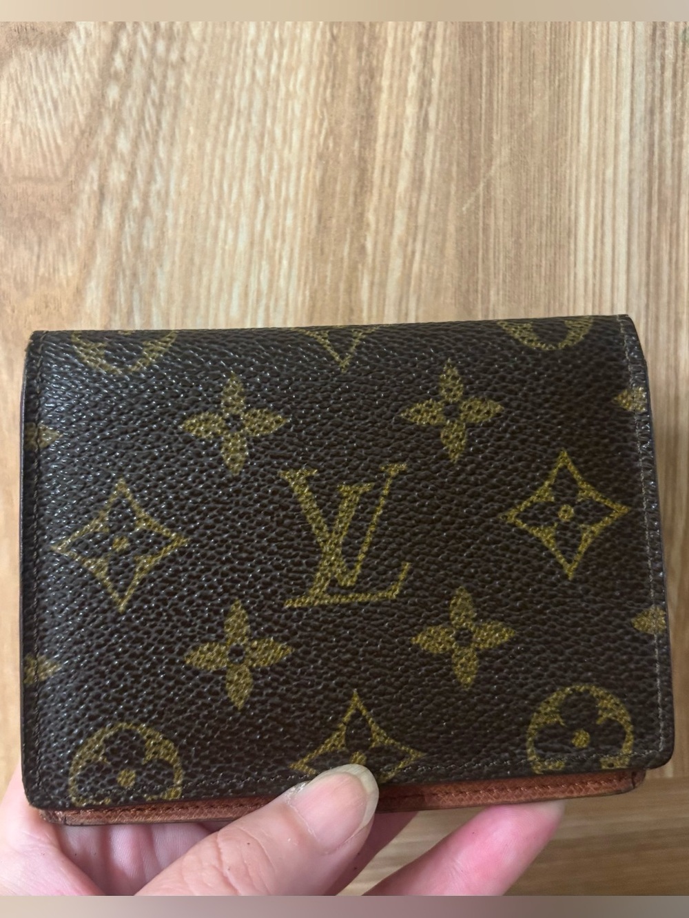 Auth LOUIS VUITTON Monogram Leather Card Case